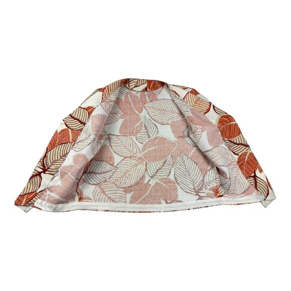 Women’s Cream /‎ Rust Leaf Print Open Front Cardigan / Jacket Medium - Picture 3 of 8